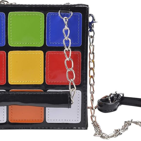 Women's Cute Cube Shape Handbag Magic Shoulder Bag Clutch Bag With Super Long Sh - Picture 2 of 9